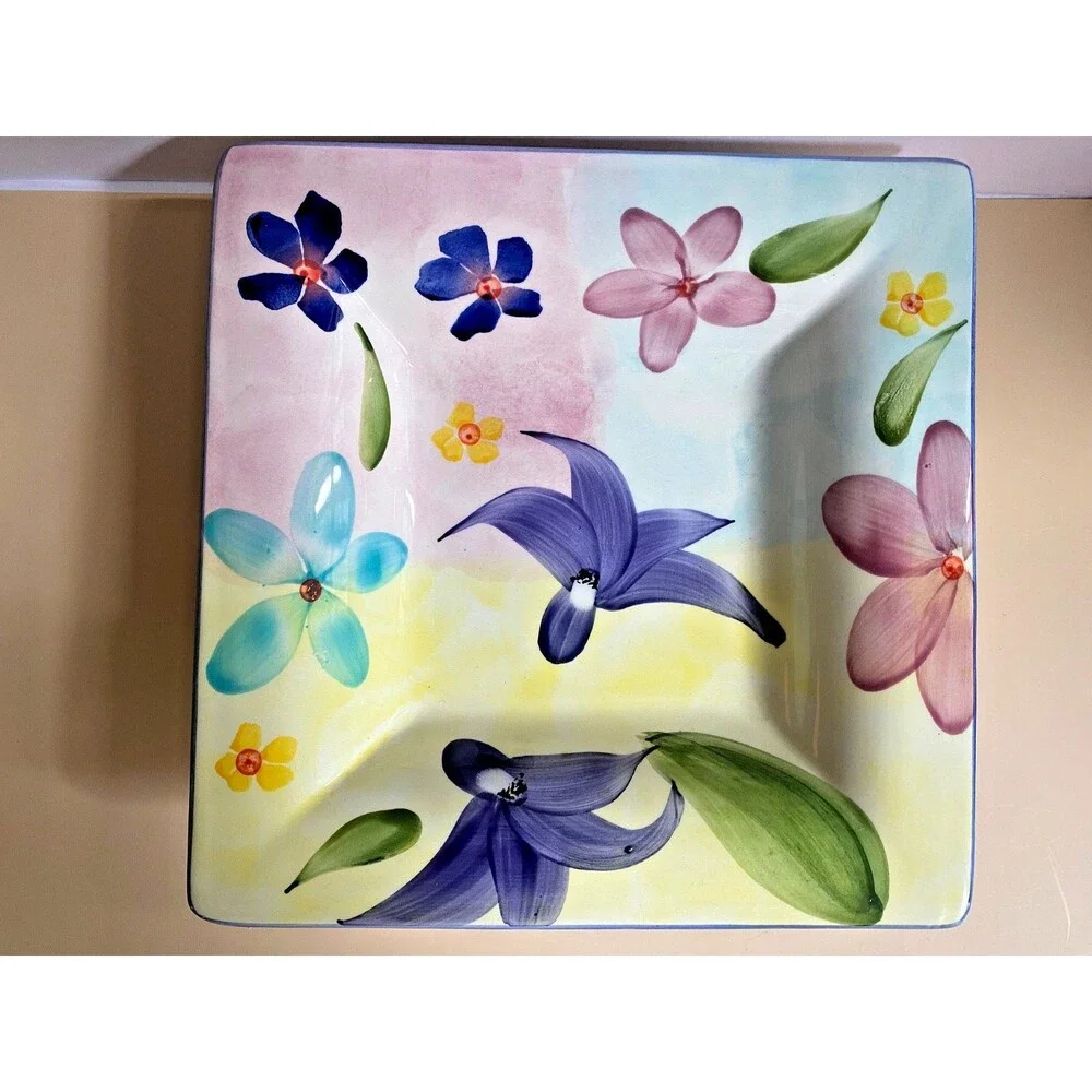 Crate & Barrel Kimono 7 x Square Salad Luncheon Plates 9.5